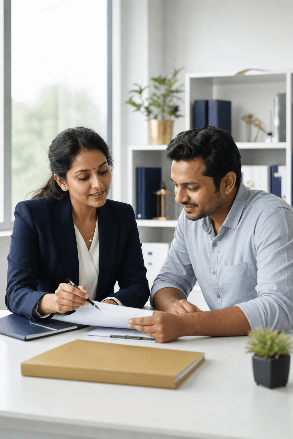 Advisor and business owner reviewing documents together to unlock the next growth step