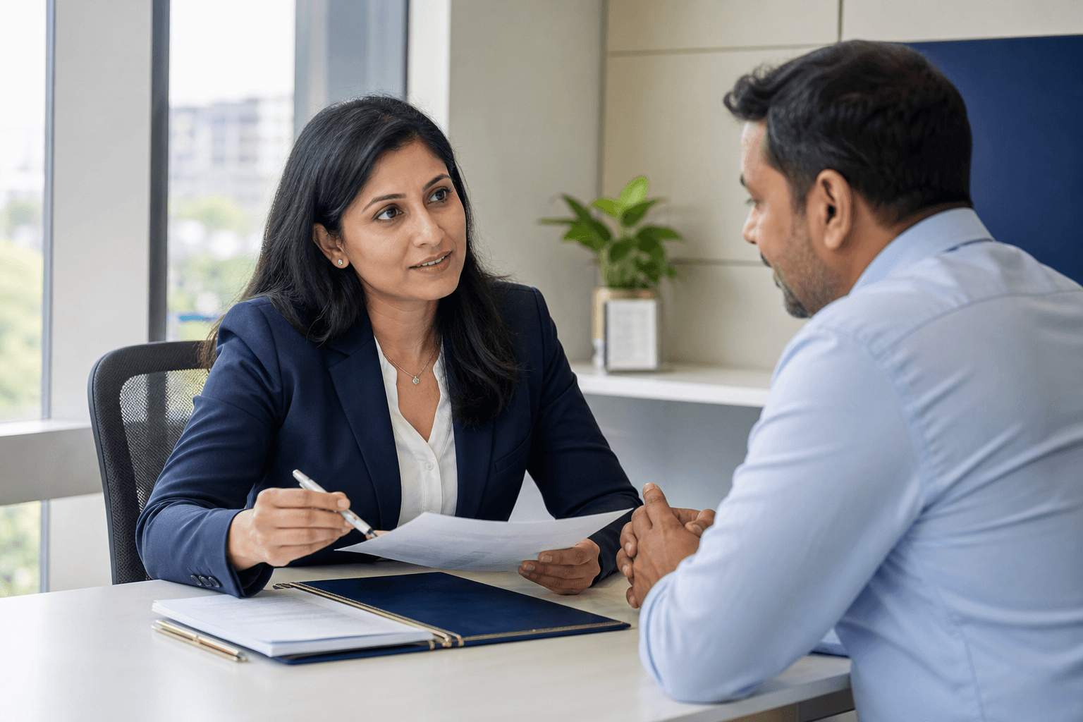 VentureLink advisor explaining funding options to an Indian business owner