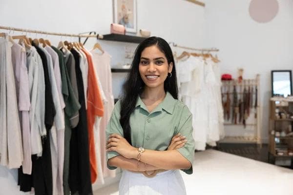 A first-time entrepreneur at their small shop